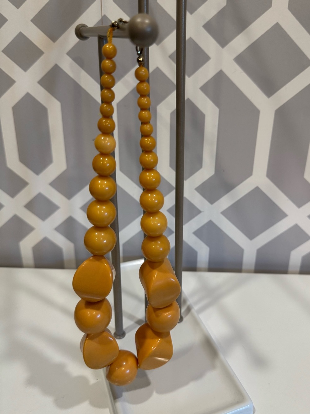 Mustard Beaded Accent Necklace